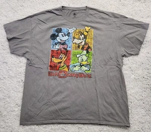 Men's Retro Walt Disney World T-Shirt Mickey Pluto Donald Goofy XXL Gray - Picture 1 of 6