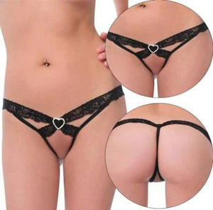 Lace G-string Lingerie Briefs Underwear Panties Women Open Crotch Thong Knickers - Picture 1 of 10
