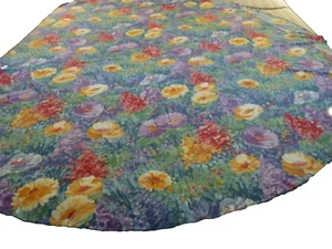 Tablecloth Flower Garden Round 67" Multicolored Patio Table Farm House Picnic - Picture 1 of 10