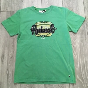 Animal Shirt Mens Small Grey Green Spell Out Casual Surf Skate 00s Retro - Picture 1 of 11