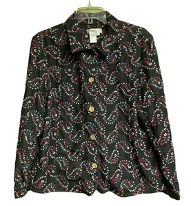 Coldwater Creek Womens Denim Shirt/Top Thick XL Stretch Dark Paisley Embroidery - Picture 1 of 5