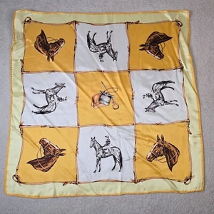 Equestrian Chic Scarf Square Horses Jockey English Countryside Preppy Western - Picture 1 of 8