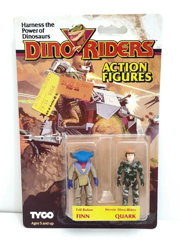 1987 Tyco Dino Riders  Finn & Quark Action Figure NEW / Sealed Cover
