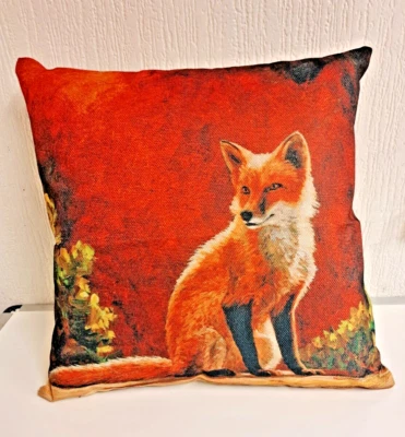 Cojín de lino Fox 45x45 cm Elige solo funda o cojín relleno animales salvajes Foto 1 de 4
