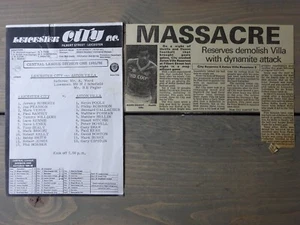 LEICESTER CITY v ASTON VILLA 1985-1986 Central League Division 1 Reserves + - Picture 1 of 1