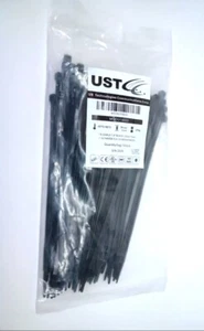 100 bridas de cable con cremallera 50 lb de fuerza USTC MCOU10003 poliamida negra 7,4" 188 mm - Imagen 1 de 4