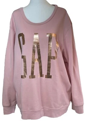 GAP Light Pink W/Rose Gold Letters XXL Activewear Pullover Crewneck Sweatshirt - Image 1 of 4
