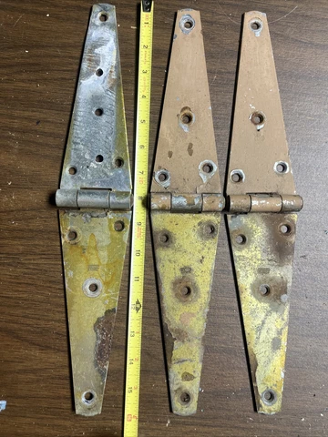 Lot of 3 Antique Vintage Old Large 16" Rusty  Strap Hinges Barn Door Shed Cover