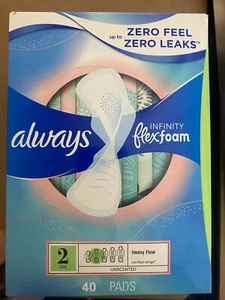 Always Infinity FlexFoam Heavy Flow Pads with Flexi-Wings Unscented Size 2 40 ct - Picture 1 of 5