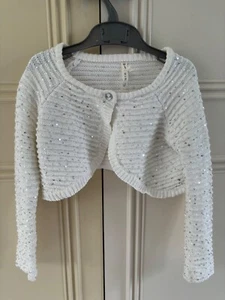 girls one button party cardigan knitwear glitter sequins - Picture 1 of 6