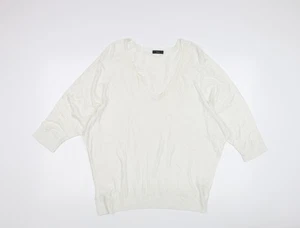 M&Co Women's White V-Neck Pullover Jumper, Size 16 - Picture 1 of 12