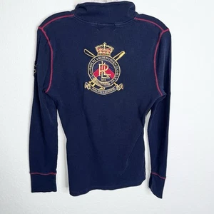 Polo Ralph Lauren Top Women Large Shirt Embroidered Logo Waffle Knit Thermal CC - Picture 1 of 9