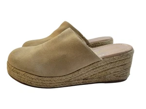 Tinstree Faux Suede Wedge Clogs Beige Sz 8 - Picture 1 of 7