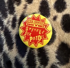 VTG 80s The Sex Pistols The Great Rock N Roll Swindle Pinback Button Pin Punk - Picture 1 of 2