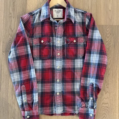 Vintage Y2K Abercrombie &Fitch Muscle Plaid Flannel Button Up Shirt Size M Red - Image 1 of 4