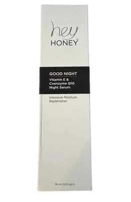 Hey Honey 晚安维生素 E & 辅酶 Q10 夜间精华正装 1 盎司全新 — 第 1/3 张图片