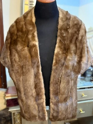 Vintage Real Mink Fur Stole Shawl Wrap – Brown – Luxury Soft Fur – One Siz - Image 1 of 4
