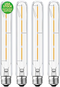 4 Pack E26 T10 Dimmable LED Tube Bulbs 4W 3000K Soft White Edison Light 40W Eqv - Picture 1 of 12