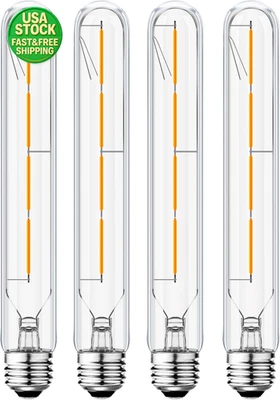 4 Pack E26 T10 Dimmable LED Tube Bulbs 4W 3000K Soft White Edison Light 40W Eqv - Image 1 of 4