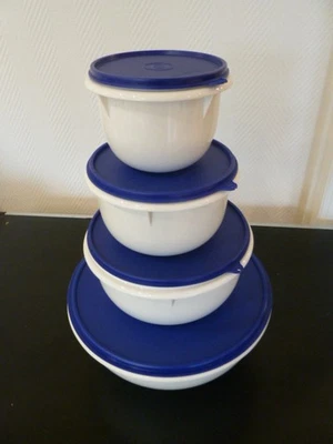 Tupperware Peng Schüssel Rührschüssel mit Deckel, 3L Weiß/Blau Neu - Bild 1 von 4