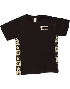 CHAMPION Womens Graphic T-Shirt Top UK 14 Medium Black Cotton AT08 - Picture 1 of 3