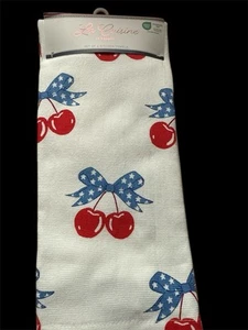 La Cuisine by Kassatex Cherry USA Patriot 4 PCS Kitchen Towels 4th of July - Picture 1 of 3