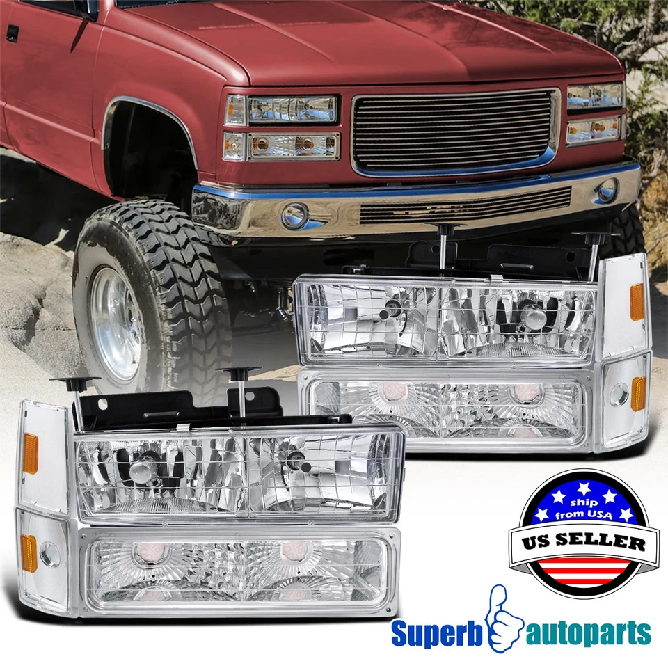 Fits 1988-1993 GMC Suburban Tahoe Silverado Head Lights+Bumper+Corner Lamps - Imagem 1 de 4