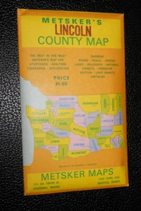 Mapa de Thomas Metsker del condado de Lincoln Washington 1960 excelente estado - Imagen 1 de 3