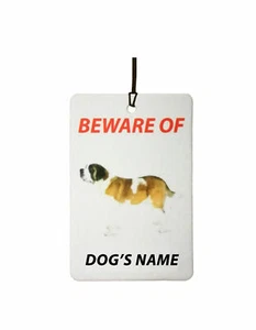 Personalised Saint Bernard Dog Name Car Air Freshener - Picture 1 of 2
