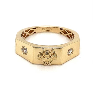 14K Bee Design Band w/ CZ - Picture 1 of 1