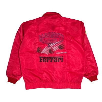 Vintage 90s Ferrari Magneti Marelli Red Windbreaker Jacket Mens One Size Large - Image 1 of 4