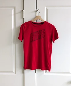 Nike T-Shirt Boys L Red Breathe Graphic Spellout Logo Mesh Dri-Fit Training Top - Picture 1 of 7