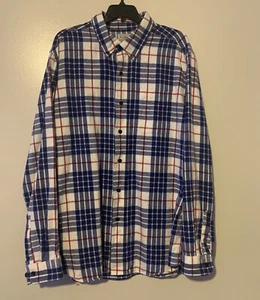LL Bean Mens Flannel Shirt Blue White  Traditional Fit size Lg-reg ID 228061 - Picture 1 of 3