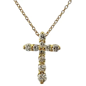 Ponte Vecchio Necklace K18 yellow gold diamond 0.50ct Cross cross used - Picture 1 of 8