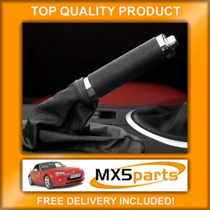 MX5 Handbrake Lever Handle Sleeve Black Leather & Chrome Mazda MX-5 Mk3 NC 05>08 - Afbeelding 1 van 8