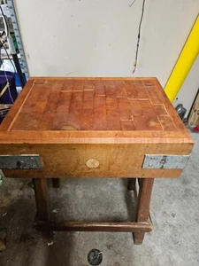 1966 Vintage 80LB Butcher Block Kitchen Island Chopping Cutting Board - Picture 1 of 8