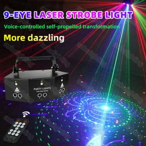 Remote 9 eye RGB Laser Light Show DJ Disco LED Lazer Stage Lights for Night Club - Picture 1 of 8