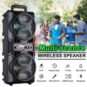 3000W Portable Bluetooth Speaker Sub Woofer Heavy Bass Party Sound System & Mic - Picture 1 of 8