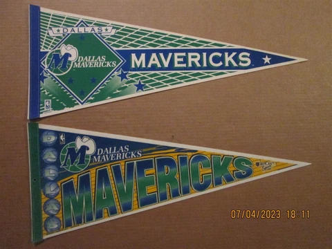 NBA Dallas Mavericks Vintage 1990's Lot of 2 Different Team Logo Pennants Cover