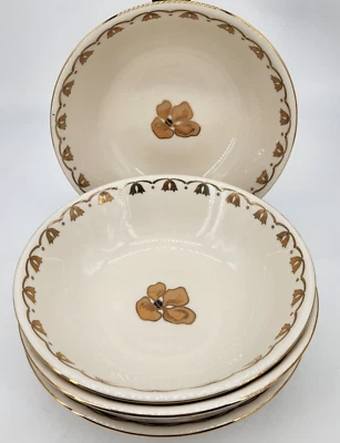 The Met x Anthropologie Stoneware Cereal Salad Bowls 7" White Gold Set Of 4 New - Image 1 of 4