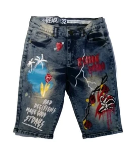 Reason 100 % authentische Jeansshorts für Herren Größe 32 Denim blau mehrfarbig - Bild 1 von 4