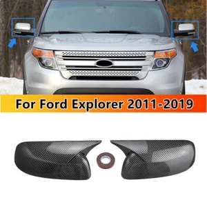 Carbon Fiber OX Horn Side Wing Mirror Cover Caps For Ford Explorer 2011-2019 - Foto 1 di 6
