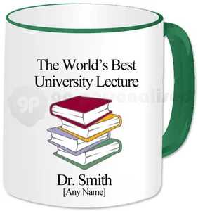 Personalised Thank You Best Lecturer Mug- University Lecturer- Green Handle - Foto 1 di 1
