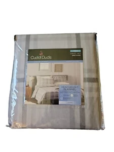 Cuddl Duds Twin Sheet Set Gray Plaid Heavyweight Flannel 3 Piece Warm Layers New - Picture 1 of 4