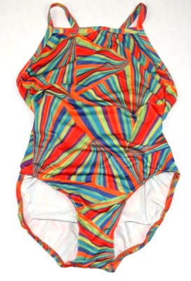 Vintage Swimsuit Psychedelic Size S 90s Psychedelic Color Prism Full Coverage - Image 1 of 4