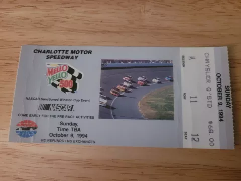 1994 Charlotte Motor Speedway Nascar Mello Yello 500 Ticket Dale Jarrett Win Cover