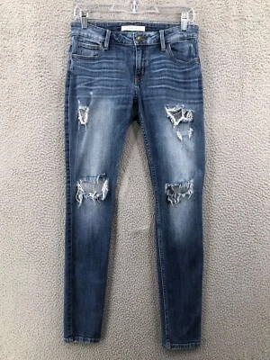 Pantalones de mezclilla ajustados Eunina desgastados rasgados para mujer talla 5 juniors elásticos azules 8233 Foto 1 de 4