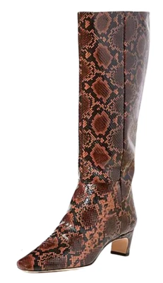 Antonio Melani Serpiente Charol Botas de Vestir Altas Pantorrilla Ancha Damas Talla 8M Foto 1 de 4