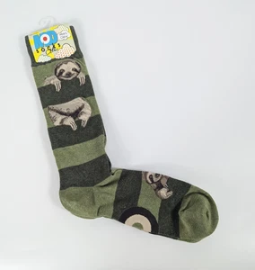 MOD Socks Sloth Mens Crew Unisex Green Stripe NWT - Picture 1 of 5