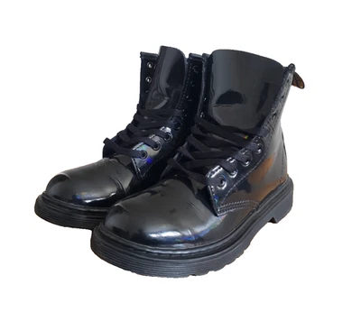 Botas de Combate Dr Doc Martens 1460 J Niños Talla 2 Negro Charol Cremallera Foto 1 de 4